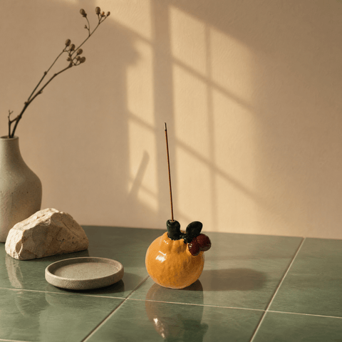 Innerbillion Ceramic Citrus Incense Holder – Cute Zen Desk Decor & Fruit Incense Burner - Innerbillion