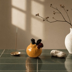 Innerbillion Ceramic Citrus Incense Holder – Cute Zen Desk Decor & Fruit Incense Burner - Innerbillion