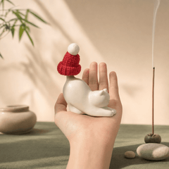Innerbillion Cute Ceramic Cat Incense Holder – Zen Desk Decor & Kawaii Incense Burner - Innerbillion