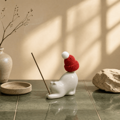 Innerbillion Cute Ceramic Cat Incense Holder – Zen Desk Decor & Kawaii Incense Burner - Innerbillion