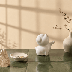 Innerbillion Cute Ceramic Dog Incense Holder – Zen Desk Decor & Puppy Incense Burner - Innerbillion