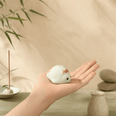 Innerbillion Cute Ceramic Seal Incense Holder – Zen Desk Decor & Kawaii Incense Burner - Innerbillion