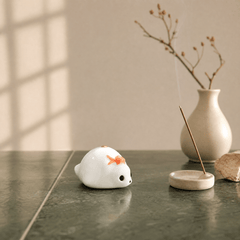 Innerbillion Cute Ceramic Seal Incense Holder – Zen Desk Decor & Kawaii Incense Burner - Innerbillion