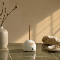 Innerbillion Cute Ceramic Seal Incense Holder – Zen Desk Decor & Kawaii Incense Burner - Innerbillion