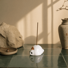 Innerbillion Cute Ceramic Seal Incense Holder – Zen Desk Decor & Kawaii Incense Burner - Innerbillion