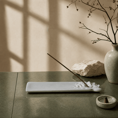 Innerbillion Long Ceramic Incense Holder Tray – Zen Flower Incense Burner & Wabi - Sabi Desk Deco - Innerbillion