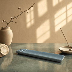 Innerbillion Long Ceramic Incense Holder Tray – Zen Flower Incense Burner & Wabi - Sabi Desk Deco - Innerbillion