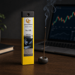 Innerhillion incense stick packaging with a lit incense stick on a wooden surface.