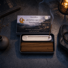 Zenith Grove incense sticks set with packaging on a textured surface.