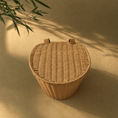 Lidded Woven Backpack Basket – Rustic Market & Small Pet Outing Basket - Innerbillion