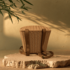 Lidded Woven Backpack Basket – Rustic Market & Small Pet Outing Basket - Innerbillion