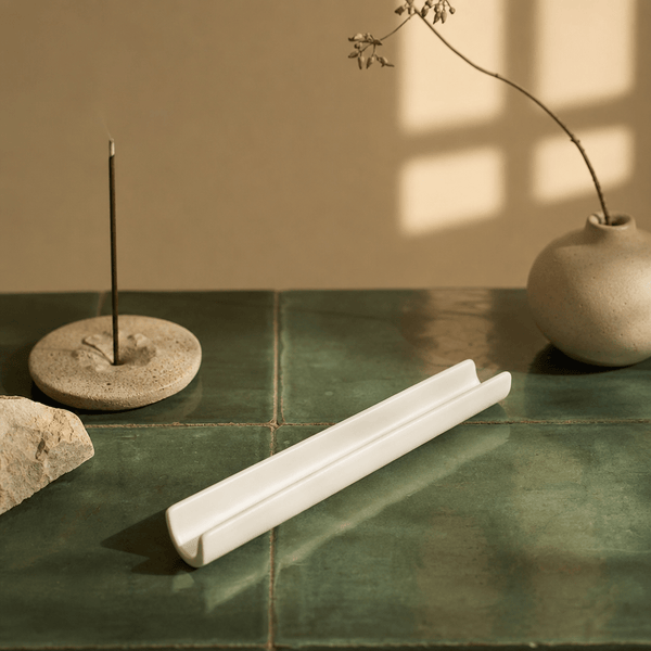 Long Ceramic Incense Holder Tray – Minimal Zen Desk Decor - Innerbillion
