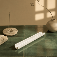 Long Ceramic Incense Holder Tray – Minimal Zen Desk Decor - Innerbillion