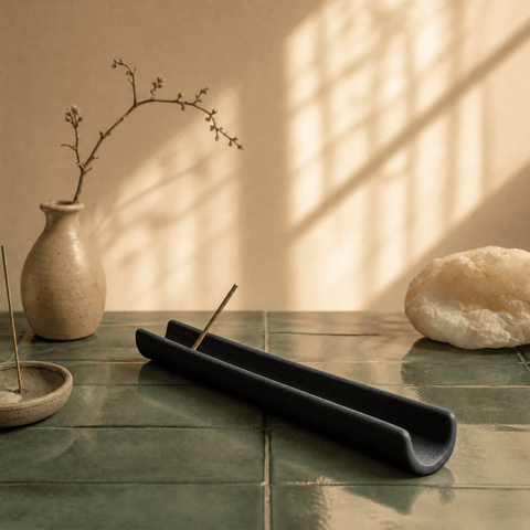 Long Ceramic Incense Holder Tray – Minimal Zen Desk Decor - Innerbillion