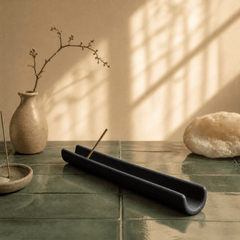 Long Ceramic Incense Holder Tray – Minimal Zen Desk Decor - Innerbillion