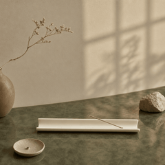 Long Ceramic Incense Holder Tray – Minimal Zen Desk Decor - Innerbillion