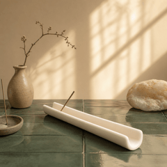 Long Ceramic Incense Holder Tray – Minimal Zen Desk Decor - Innerbillion
