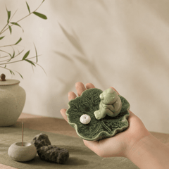 Lotus Frog Incense Holder – Zen Ceramic Ash Catcher - Innerbillion