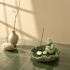 Lotus Frog Incense Holder – Zen Ceramic Ash Catcher - Innerbillion