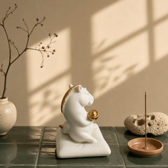 Lucky White Horse Figurine – Year of the Horse Zen Desk Decor - Innerbillion