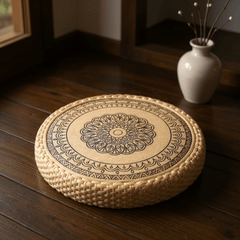 Mandala Meditation Cushion – Round Floor Seat for Relaxation - Innerbillion