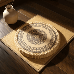 Mandala Meditation Cushion – Round Floor Seat for Relaxation - Innerbillion