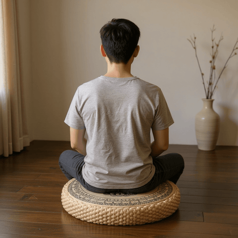 Mandala Meditation Cushion – Round Floor Seat for Relaxation - Innerbillion
