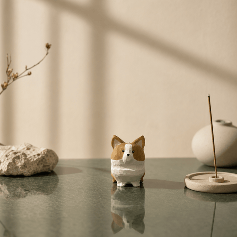 Mini Corgi Dog Figurine – Cute Cozy Desk Decor - Innerbillion