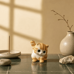Mini Orange Kitten Incense Holder – Cute Zen Desk Decor - Innerbillion