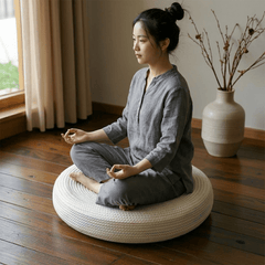 Minimalist Spiral Meditation Cushion – Round Floor Seat for Relaxation - Innerbillion
