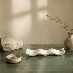 Minimalist Wavy Incense Holder – Ceramic Zen Tray - Innerbillion