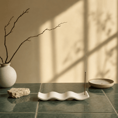 Minimalist Wavy Incense Holder – Ceramic Zen Tray - Innerbillion
