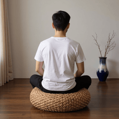 Narcissus Rattan Meditation Cushion – Round Floor Seat for Relaxation - Innerbillion