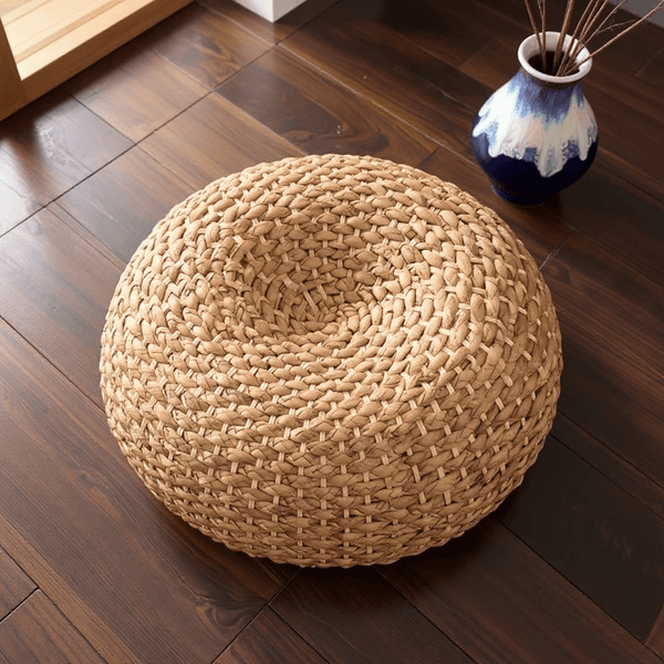 Narcissus Rattan Meditation Cushion – Round Floor Seat for Relaxation - Innerbillion
