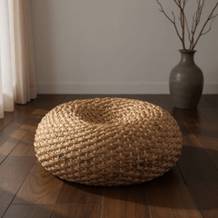 Narcissus Rattan Meditation Cushion – Round Floor Seat for Relaxation - Innerbillion