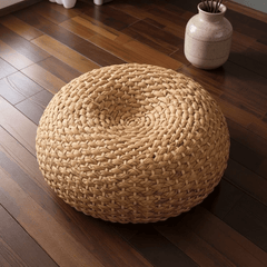 Narcissus Rattan Meditation Cushion – Round Floor Seat for Relaxation - Innerbillion