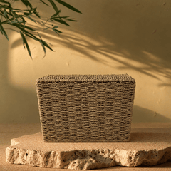 Natural Woven Storage Basket – Rustic Organizer with Wooden Handles - Innerbillion