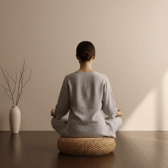 Rattan Meditation Cushion – Round Floor Seat for Relaxation - Innerbillion