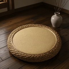 Rattan Meditation Cushion – Round Floor Seat for Relaxation - Innerbillion