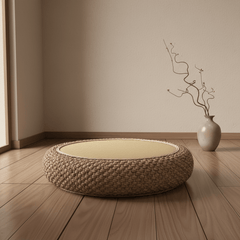 Rattan Meditation Cushion – Round Floor Seat for Relaxation - Innerbillion