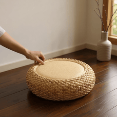 Rattan Meditation Cushion – Round Floor Seat for Relaxation - Innerbillion