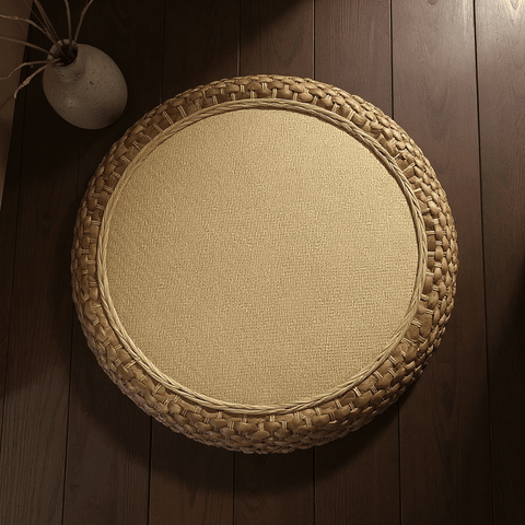 Rattan Meditation Cushion – Round Floor Seat for Relaxation - Innerbillion