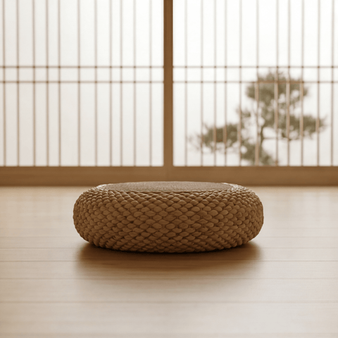 Round Woven Tatami Floor Cushion – Zen Meditation Pouf - Innerbillion