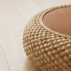 Round Woven Tatami Floor Cushion – Zen Meditation Pouf - Innerbillion