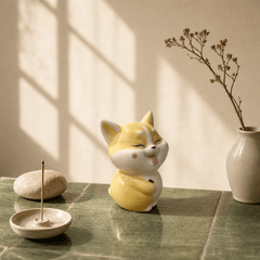 Smiling Cat Incense Holder – Cute Kawaii Zen Desk Decor - Innerbillion