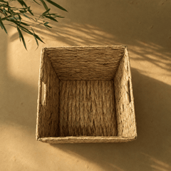 Square Woven Storage Basket – Natural Organizer with Handles - Innerbillion
