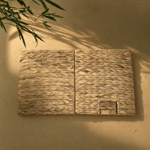 Square Woven Storage Basket – Natural Organizer with Handles - Innerbillion