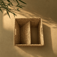 Square Woven Storage Basket – Natural Organizer with Handles - Innerbillion