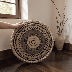 Sunburst Mandala Meditation Cushion – Round Floor Seat for Relaxation - Innerbillion