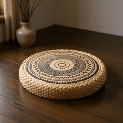 Sunburst Mandala Meditation Cushion – Round Floor Seat for Relaxation - Innerbillion